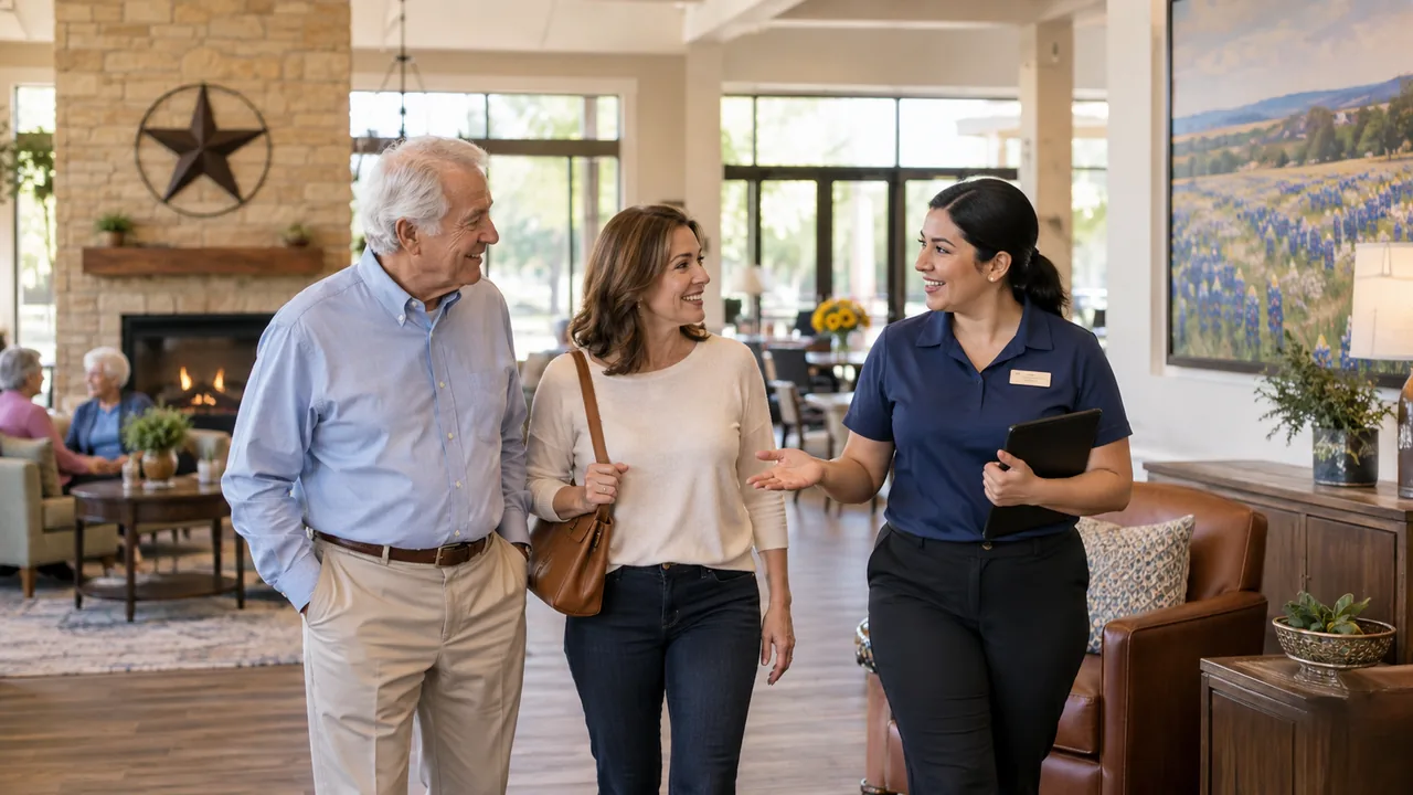 Family discussing Texas assisted living options with a senior care advisor