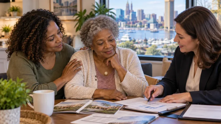Family reviewing memory care costs and care options in Baltimore