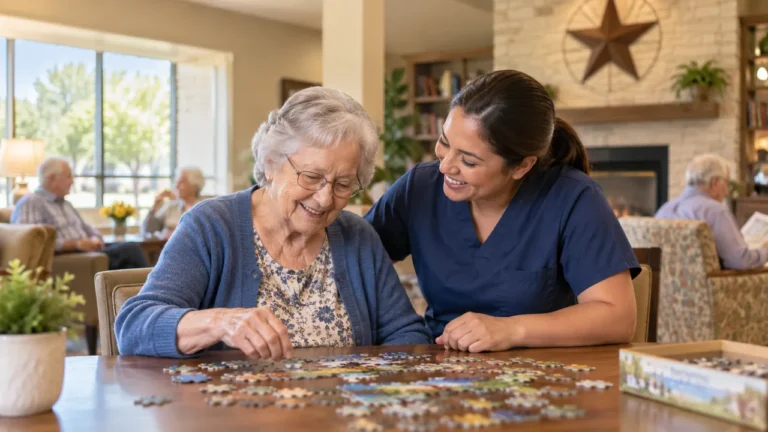 Older adult receiving supportive memory care in a Texas senior living community