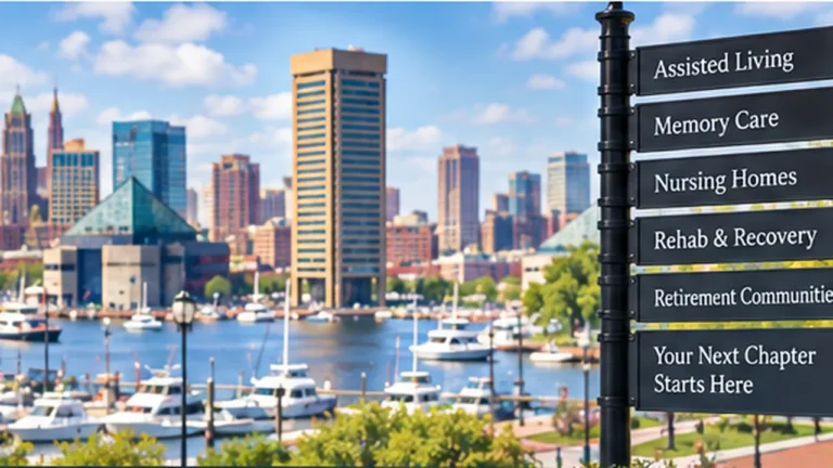 Baltimore waterfront representing local senior care options for families