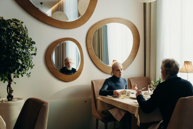 Older couple sharing a meal together at a table