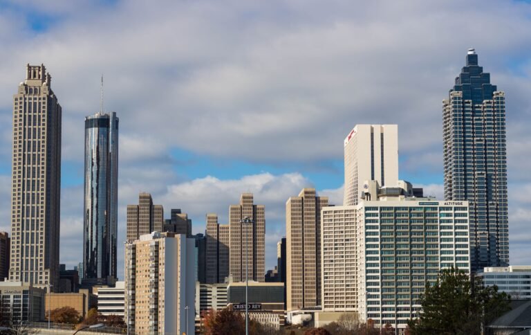 Atlanta skyline under a blue sky