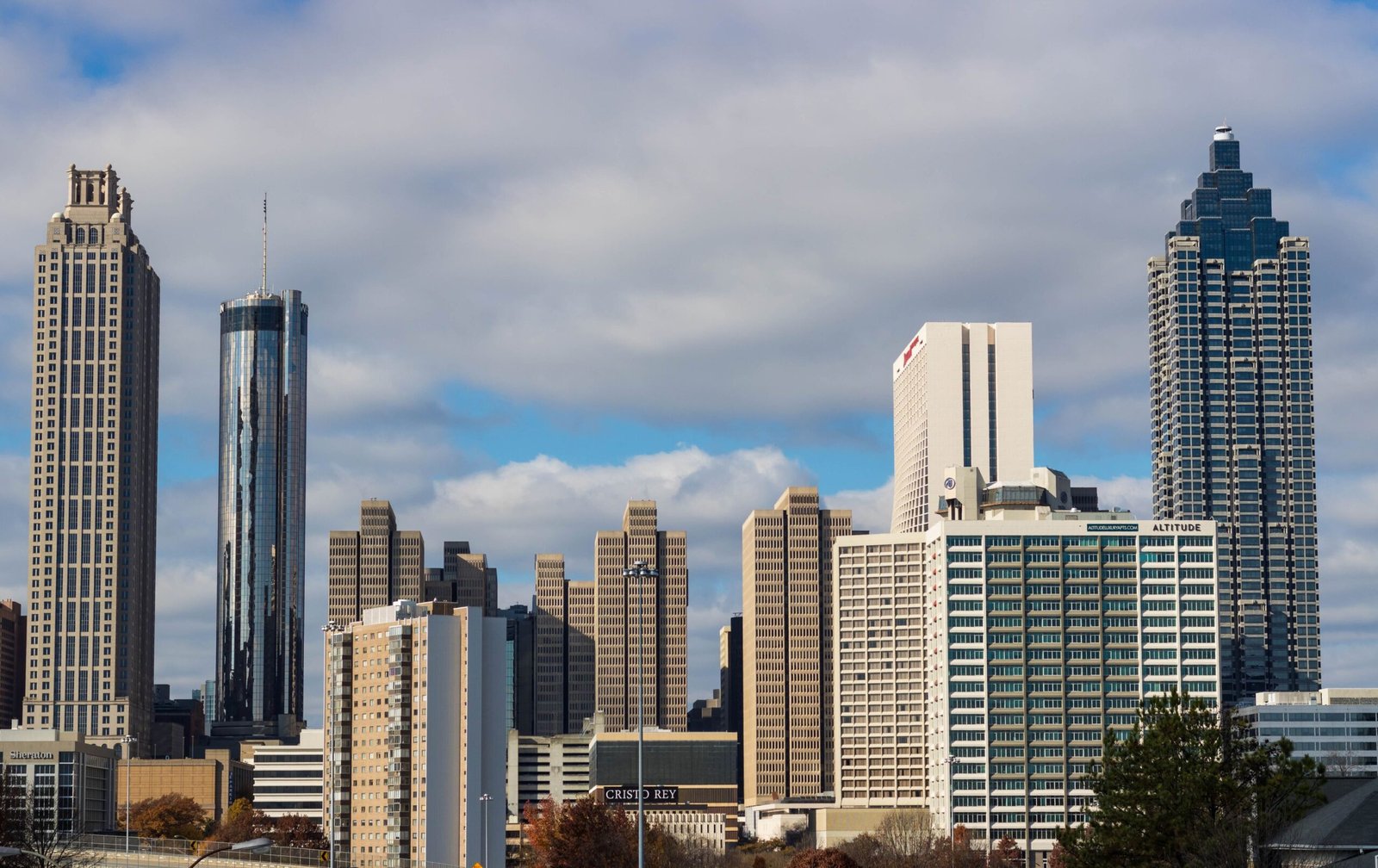 Atlanta skyline under a blue sky