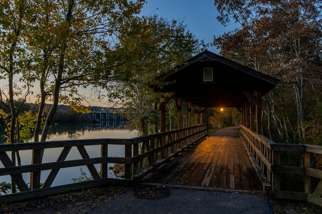 Wooden riverwalk in the Columbus, Georgia area